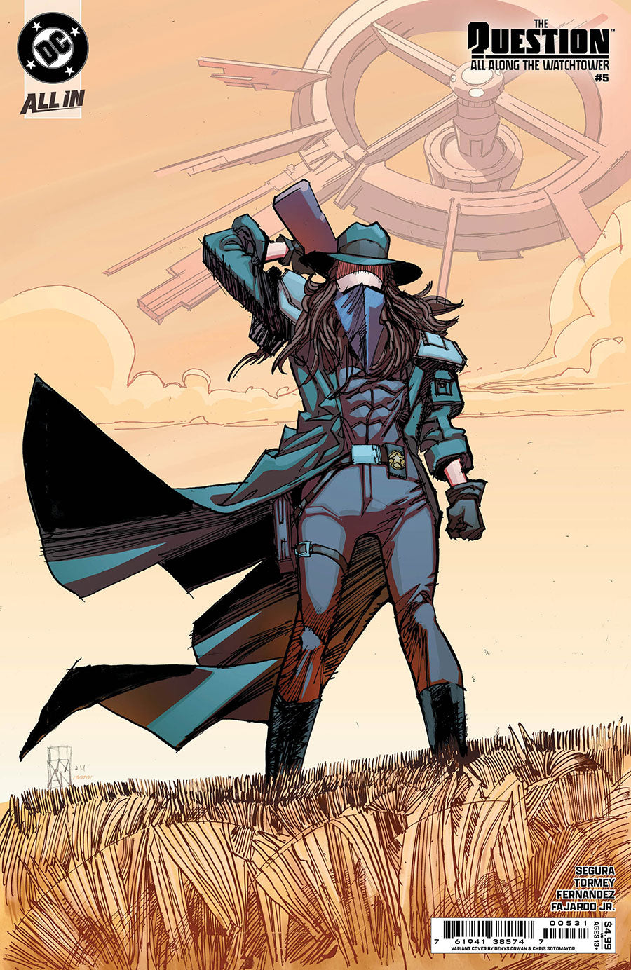 Comic book cover featuring a character in a superhero costume with a large clock in the background.