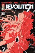 Comic book cover titled 'Revolution' with a stylized woman and broken glass effect.