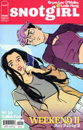 Comic book cover for Snotgirl Issue 19, featuring illustrated characters in a dynamic pose against a light blue background with a red title banner at the top.
