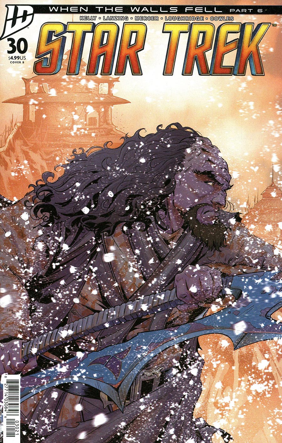 Comic book cover of 'Star Trek' with a character in a snowy landscape