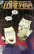 Comic book cover of 'Star Trek: Lore & War' with two characters and text bubbles.