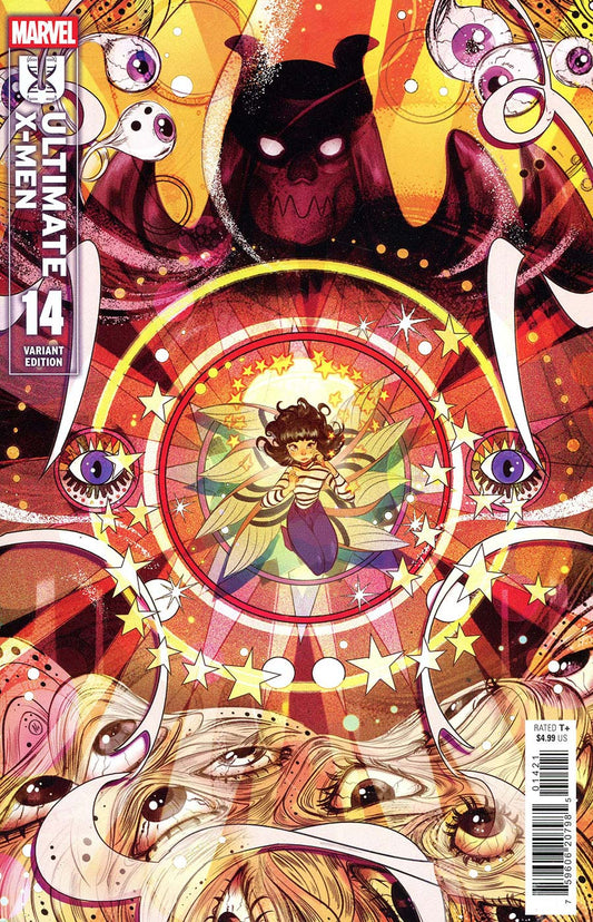 Comic book cover featuring a colorful design with eyes and a central character, Marvel logo visible