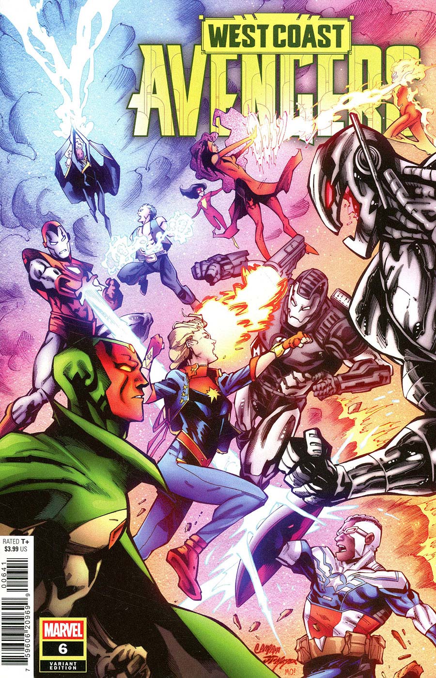Comic book cover of 'West Coast Avengers' featuring superhero characters in action poses.