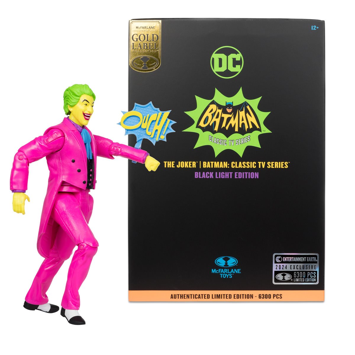 DC Retro The Joker Batman: Classic TV Series Black Light Gold Label 6-Inch Action Figure - Entertainment Earth Exclusive