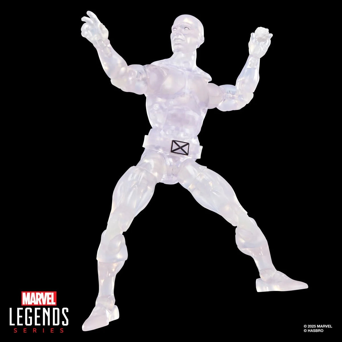 Marvel Legends Series action figure with glowing white body on a black background
