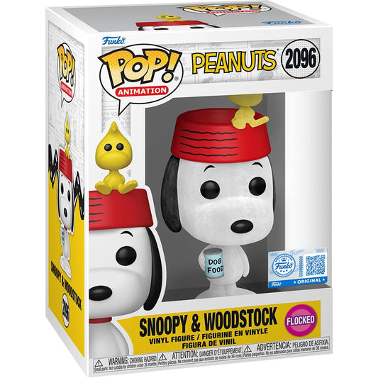 Funko Pop! vinyl figure packaging featuring Snoopy and Woodstock from Peanuts.