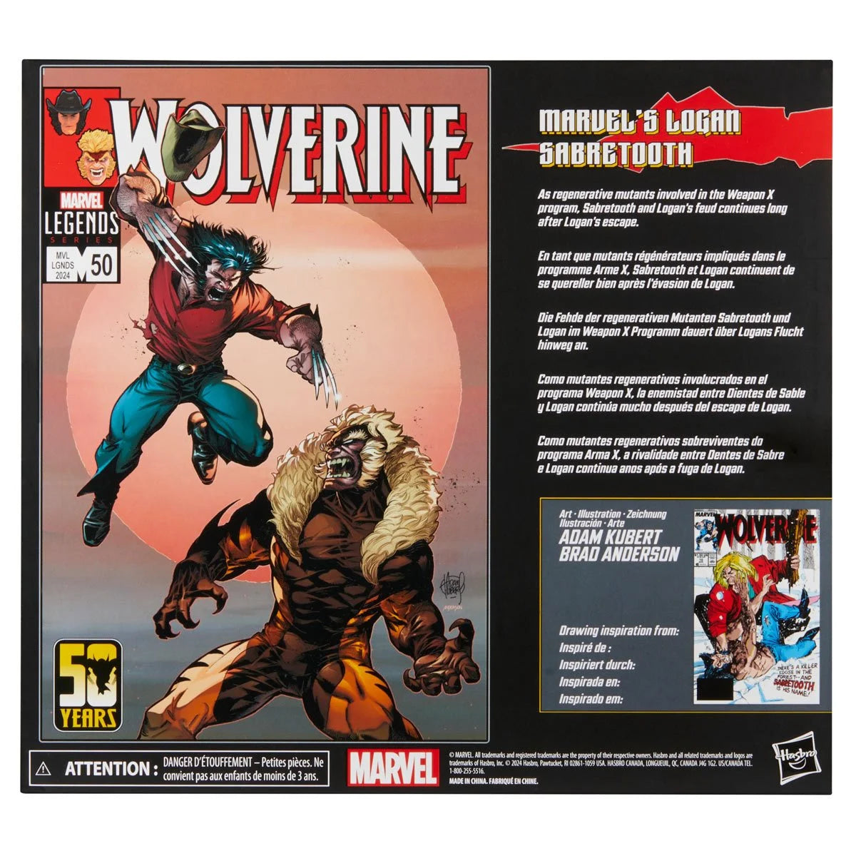 Wolverine 50th Marvel Legends Logan vs Sabretooth 6-Inch Action Figure 2-Pack