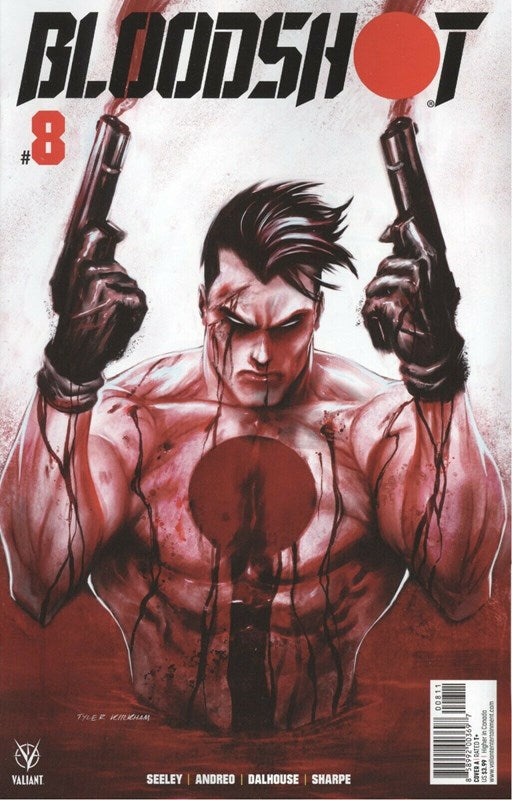 Comic book cover of 'Bloodshot' featuring a character holding guns.