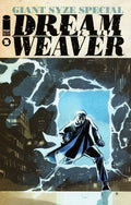 Comic book cover for Giant Syze Special Dream Weaver #1, featuring a stylized illustration of a man in a dark coat and cap running through a blue-lit city scene with lightning effects.