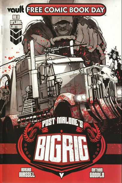 Comic book cover featuring a large truck and fantasy creatures with 'Big Rig' branding.