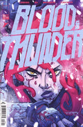 Comic book cover titled 'Blood & Thunder' with a character's face and red hair.