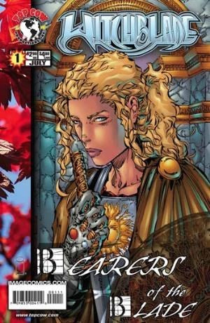Comic book cover featuring a warrior character with intricate details and text