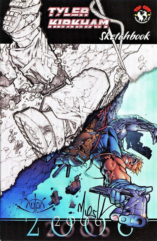 Tyler Kirkham sketchbook cover with a character on roller skates and text