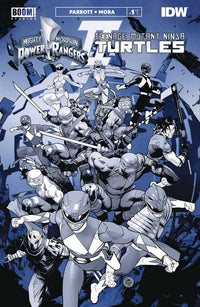 Thumbnail for Mighty Morphin Power Rangers / Teenage Mutant Ninja Turtles II Black & White Edition (2023) #1