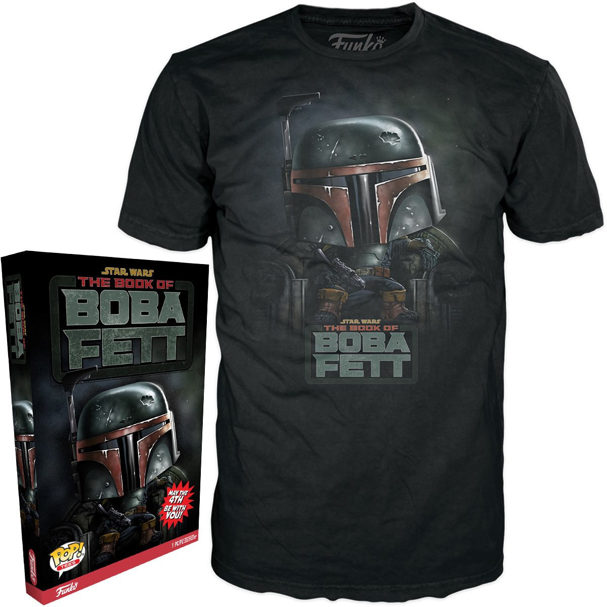 Star Wars May the 4th Boba Fett Adult Boxed Gray Pop! T-Shirt